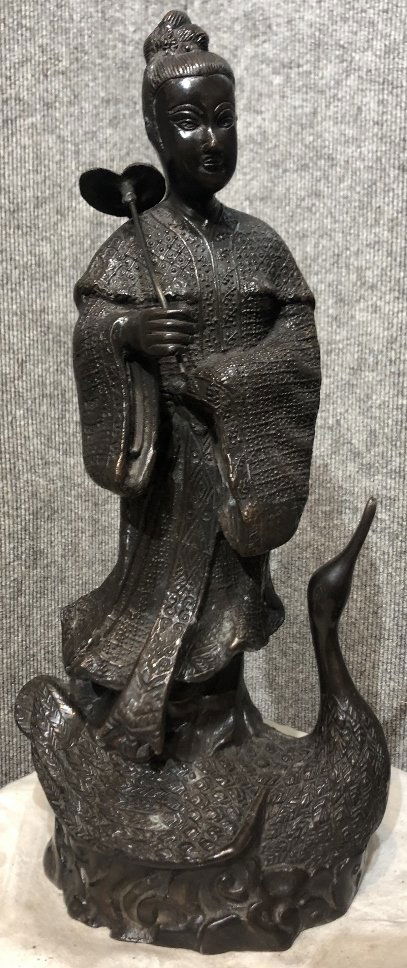 Chinese bronze Immortal riding swan or duck (1 of 7)