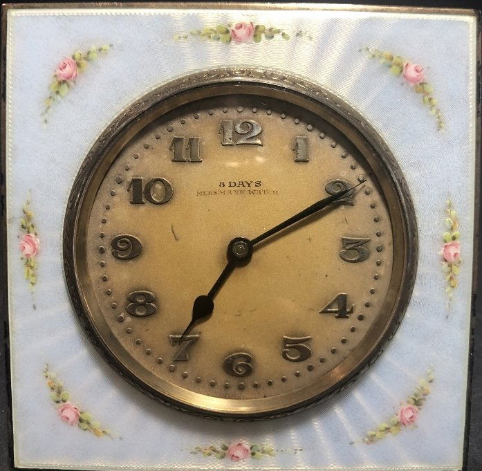 Mersmann silver and guilloche desk clock,c1920 (1 of 6)