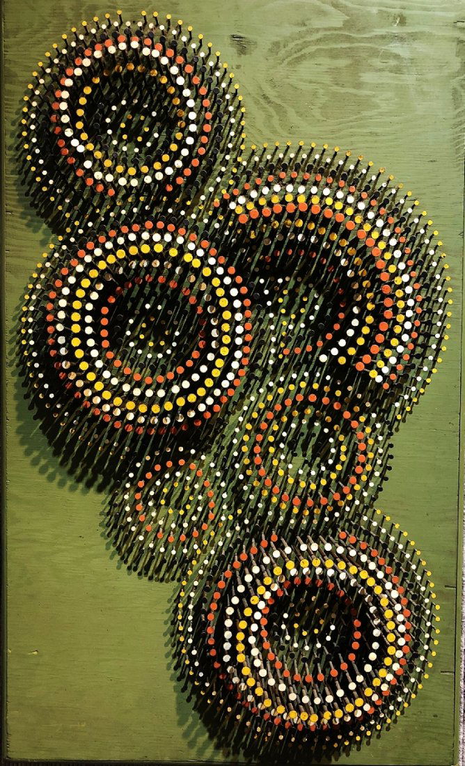 G.Village sculpture, painted nails, unsigned, c.1970 (1 of 5)