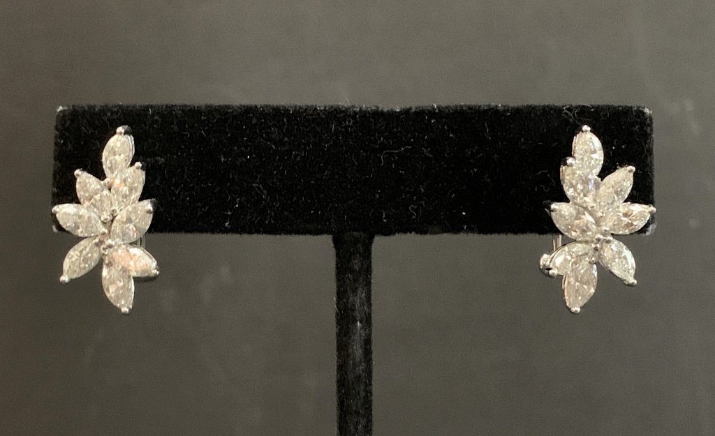18k marquise diamond flower earrings (1 of 10)