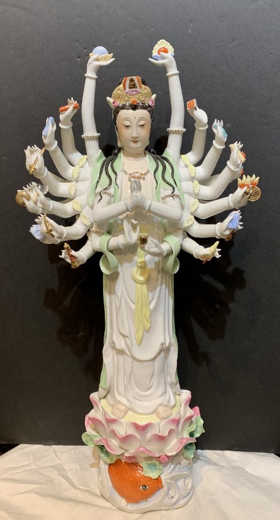 Chinese porcelain figurine Guanyin Buddhal with 15 arms (1 of 6)