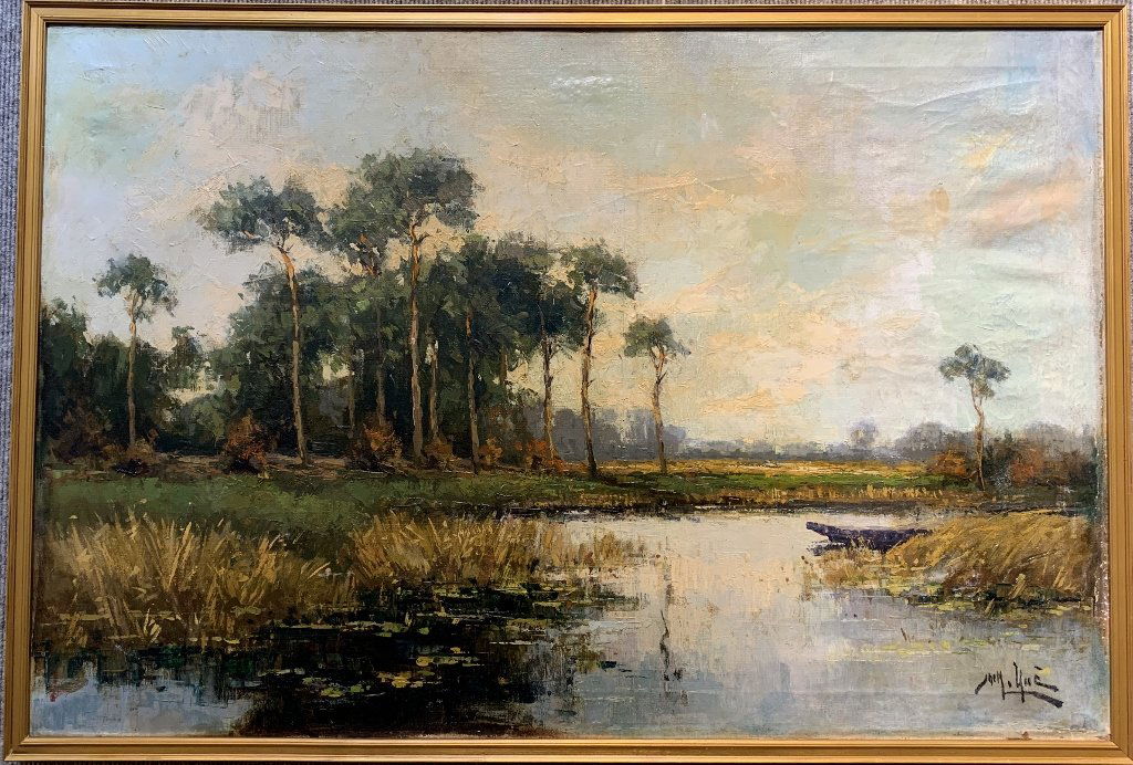 Landscape painting by Jack Aue(Dutch, 19thc) (1 of 6)