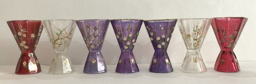 Seven enameled glasses,c.1930 (1 of 4)