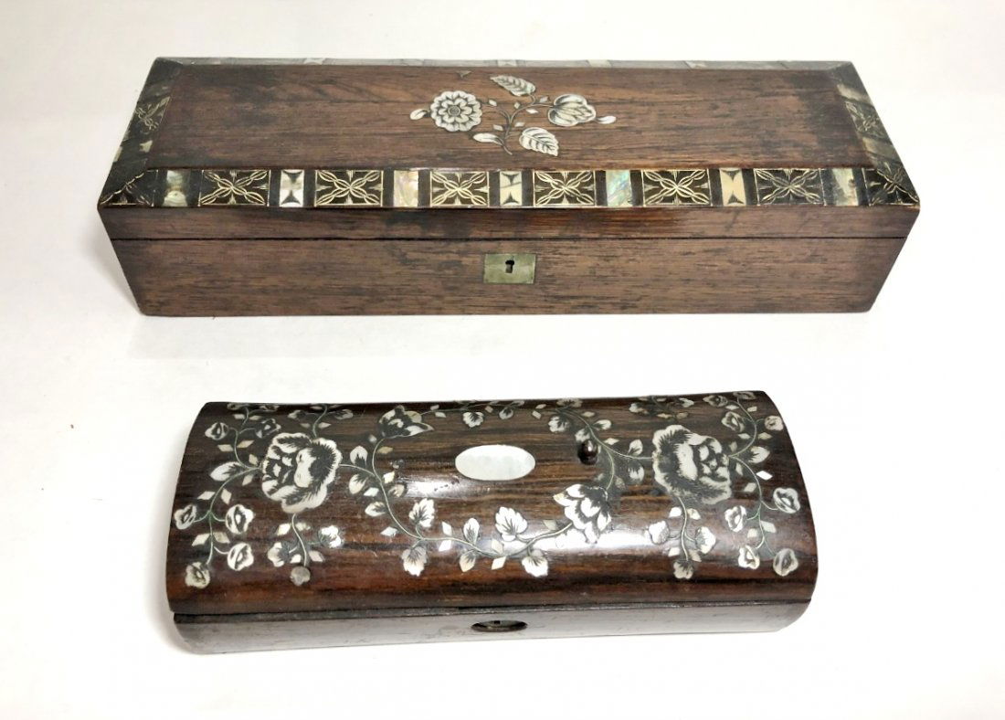 Two inlaid wood boxes, c.1900 (1 of 12)