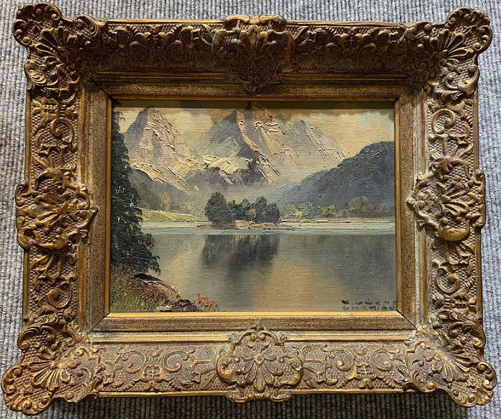 Painting of mountain landscape, c.1930 (1 of 5)