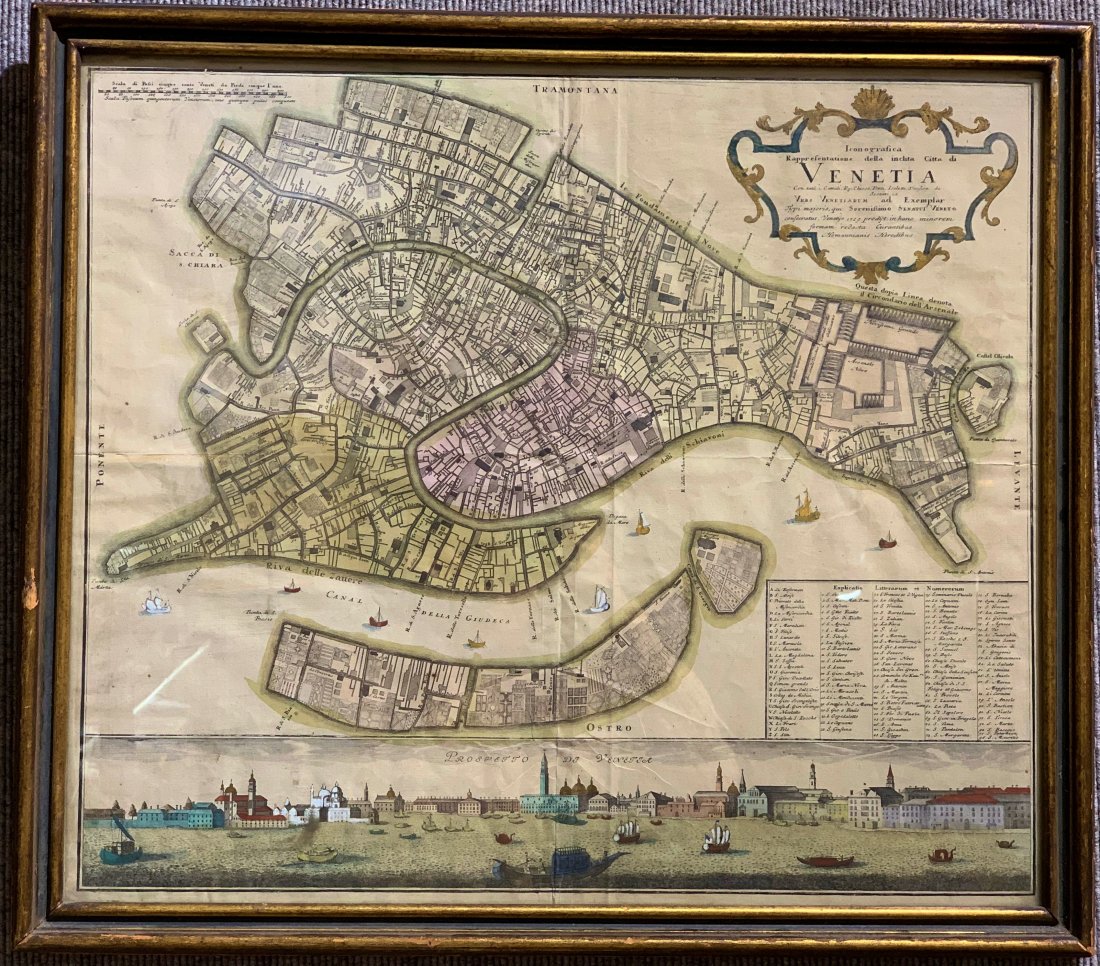 18th century framed map of Venice (1 of 6)