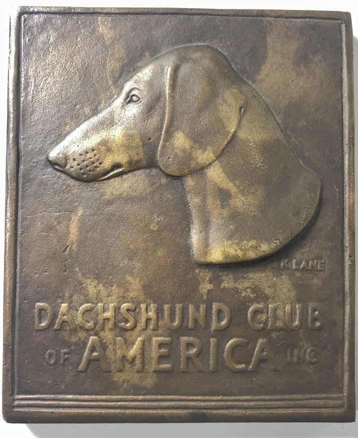 Bronze plaque of Dachshund.K.L.Weems c.1940 (1 of 6)