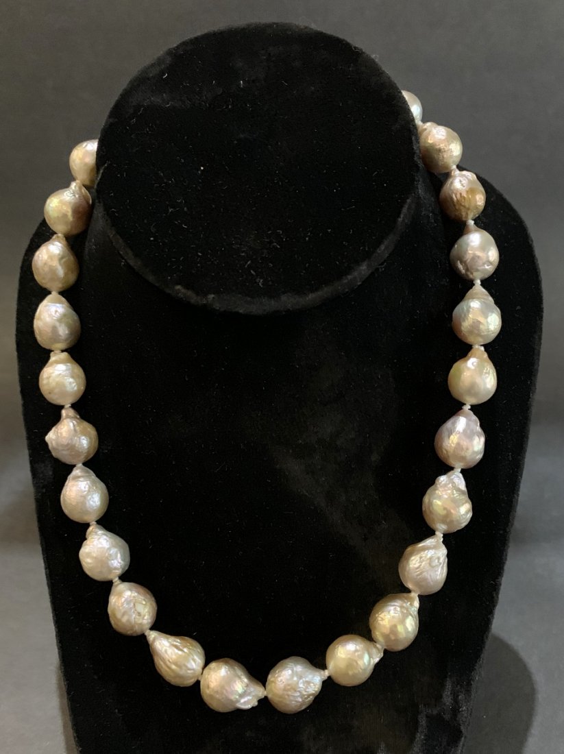 14k gold golden grey baroque pearl necklace (1 of 5)