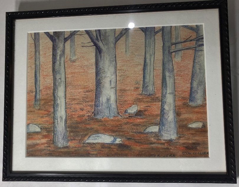 Colored pencil drawing of trees by Jim Collier,c.1980 (1 of 6)