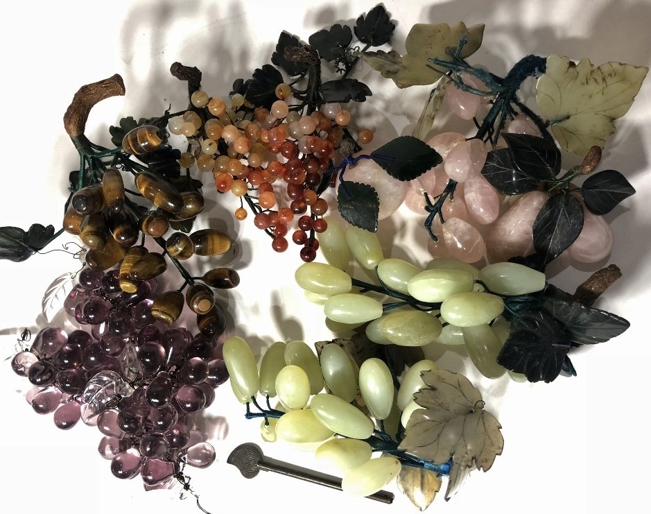 Carved stone and glass fruit: Carved stone and glass fruit