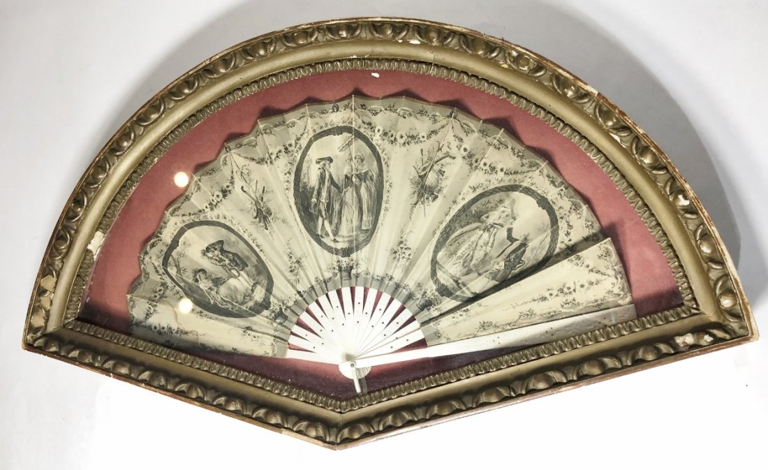 Antique fan in fan box, historical figures (1 of 10)