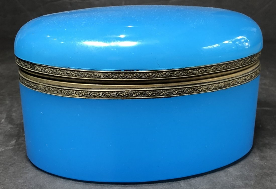 Blue opaline glass box,Sams (1 of 7)