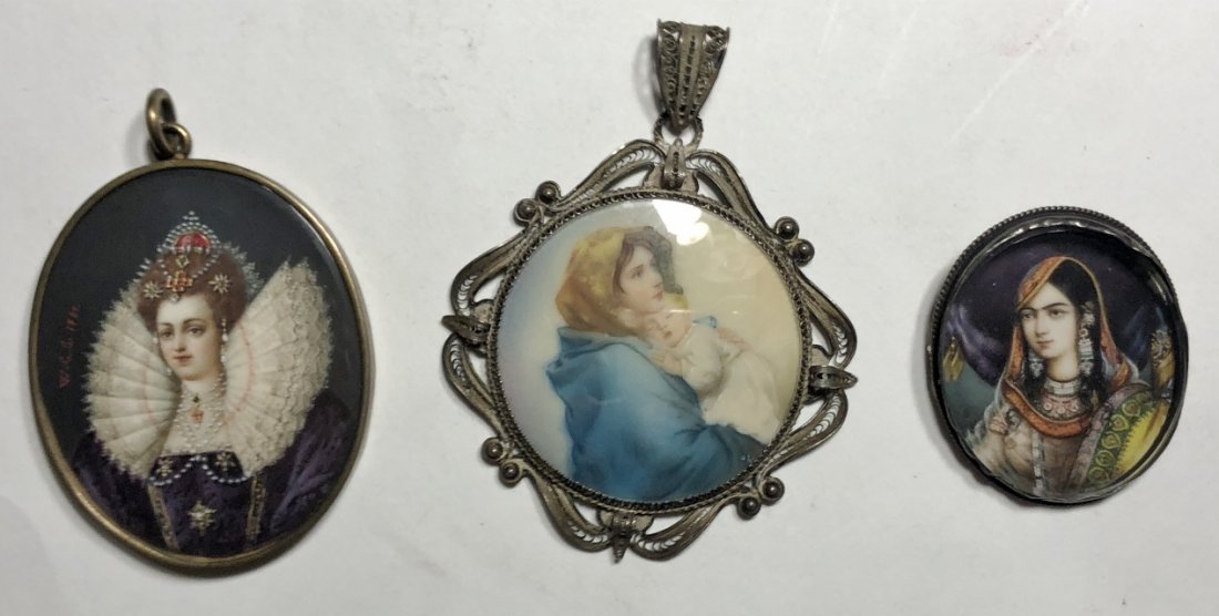 Three painted miniatures brooches (1 of 8)