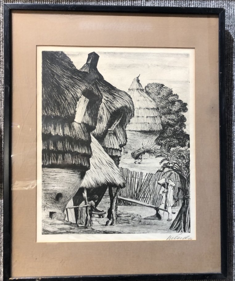 Lithograph of Mexican village by Leopoldo Mendez (1 of 5)