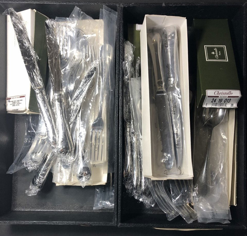 Christofle Albi ancier flatware in 2 trays (1 of 2)