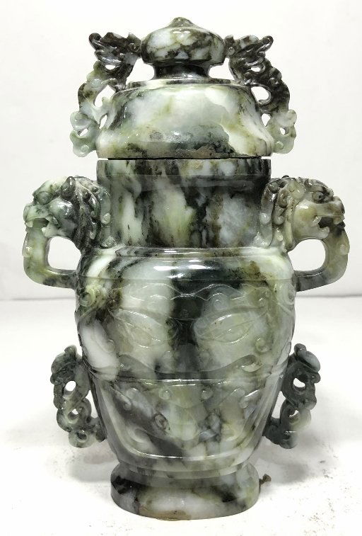 Chinese jade covered vase (1 of 8)