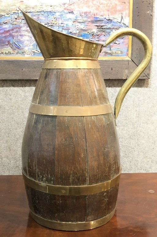 Brass and wood rail wood shuttle: Brass and wood rail wood shuttle. Height 24". --------------------------------------------------------------------------------------------------------------------- -----All items must be picked up by