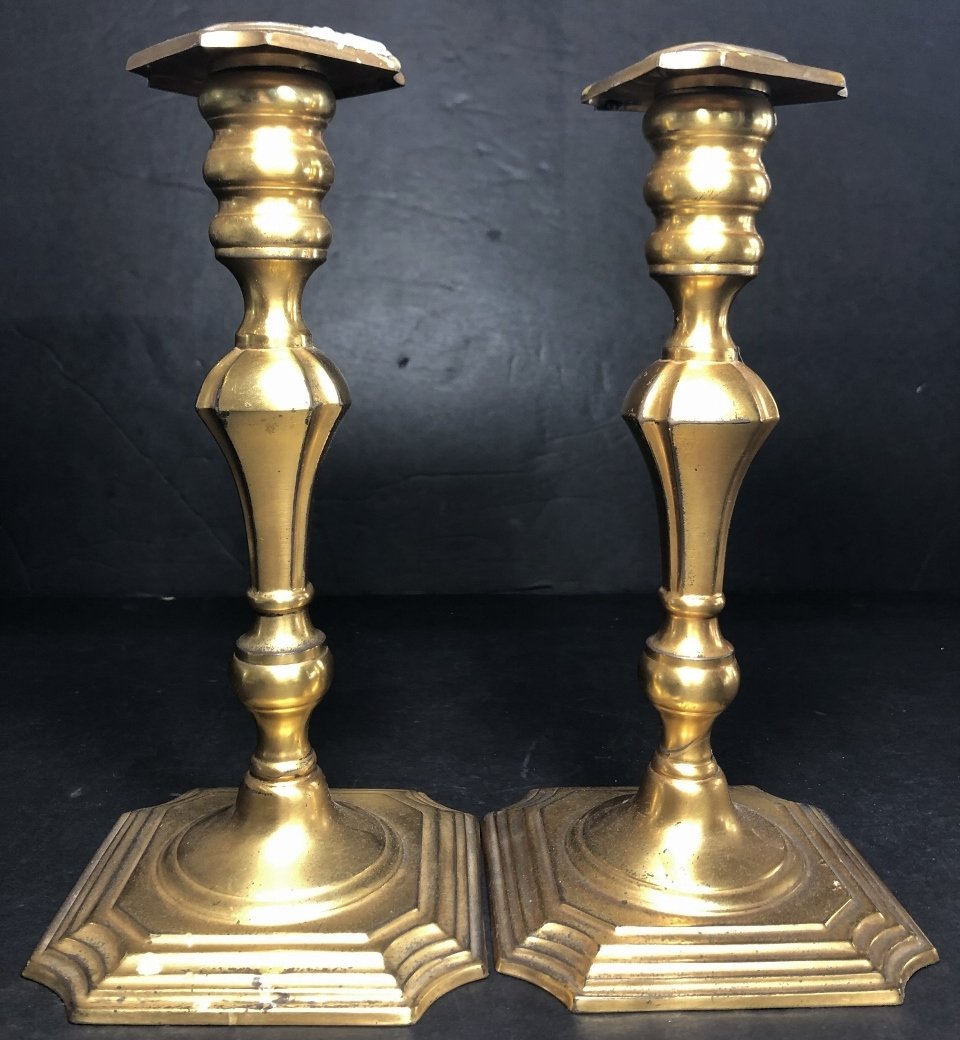 Pair of sterling candlesticks, weighted 35.6 t.oz. (1 of 9)