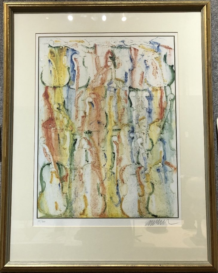 Colored signed lithograph by Arman,yellow (1 of 5)