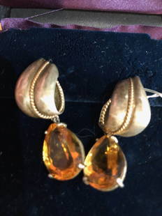 Tiffany & Co 18k, sterling and citrine earrings: Tiffany & Co 18k, sterling and citrine earrings.The 18k gold part of the earrings is the rope going up the middle.