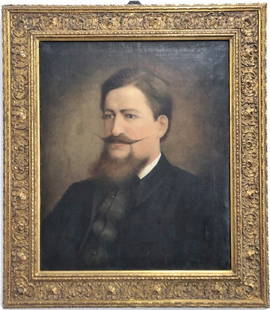 Painting of a man with a moustache, c.1880: Painting of a man with a moustache, c.1880, 27" x 31", 18.5" x 23"