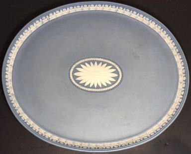 Early Wedgwood tray, c.1820: Early Wedgwood tray, c.1820.From Leo Kaplan and Sons, a store that was on Madison avenue for many years, specializing in rare glass and ceramic items. 12" x 9.5".