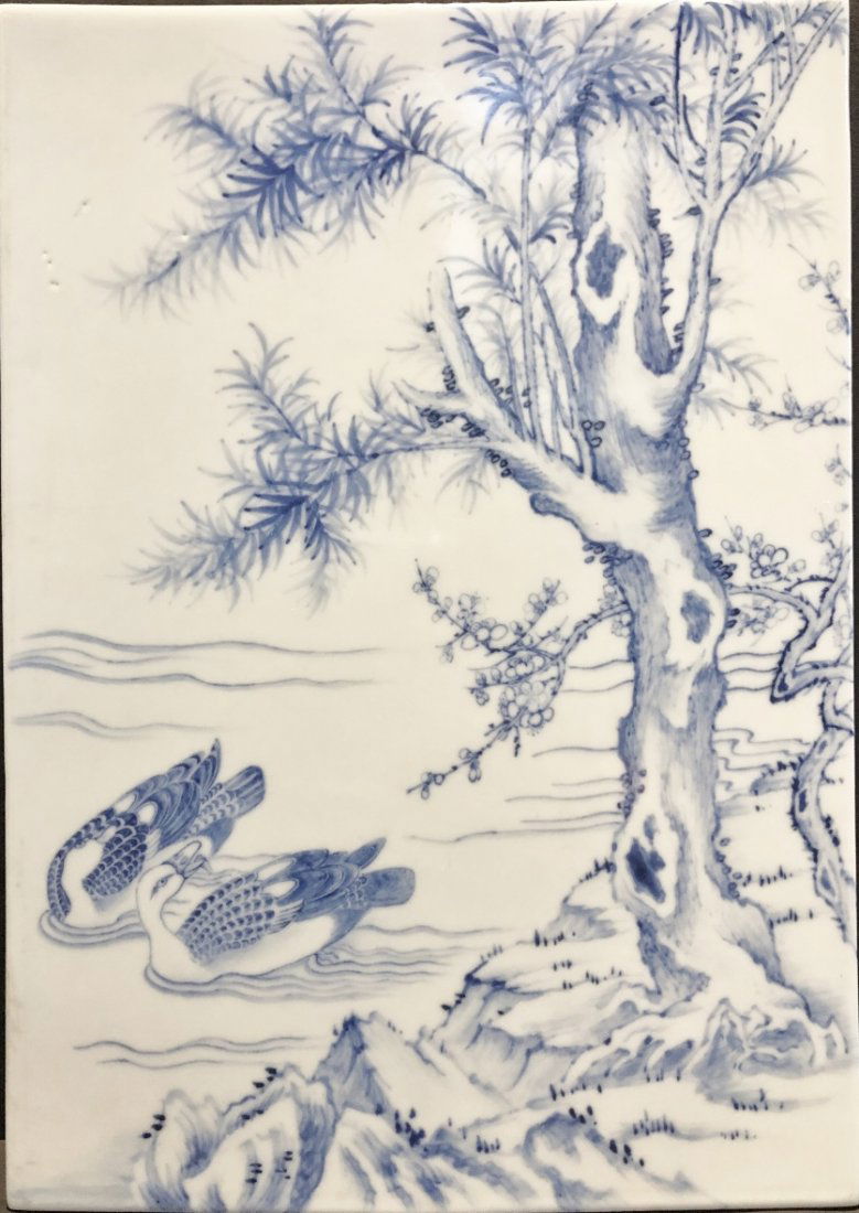 Chinese blue and white porcelain duck plaque (1 of 9)