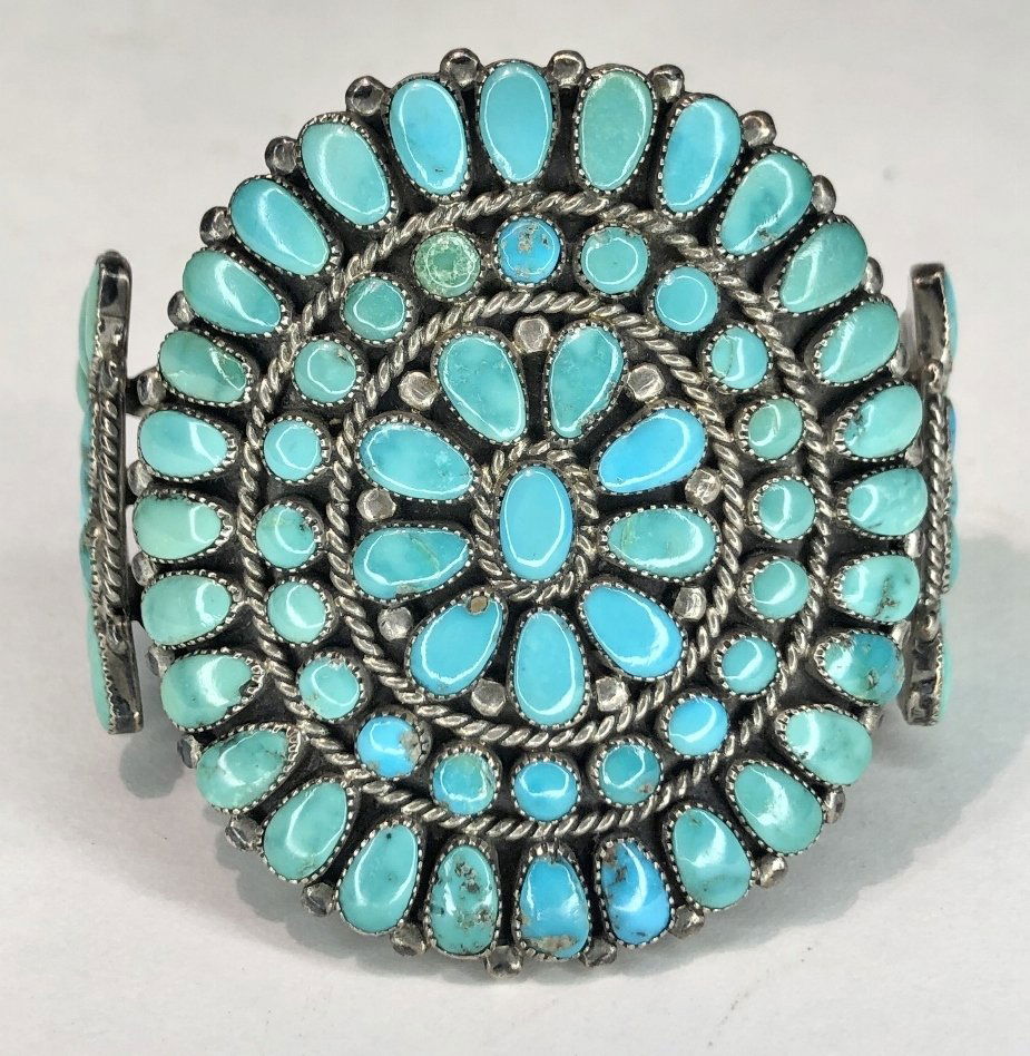 Zuni silver and turquoise bracelet, 2.2 t. oz (1 of 7)