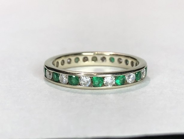 14k emerald diamond eternity band, 1.8 dwts (1 of 6)