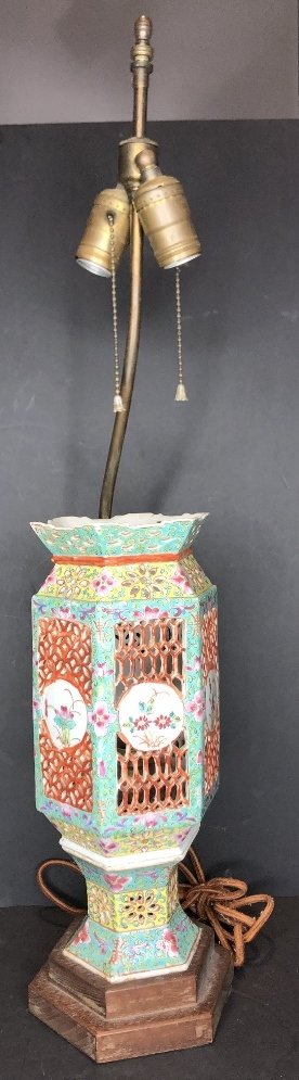 Chinese porcelain lantern, electrified (1 of 12)