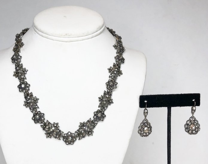 Magnificent rose cut dia neck/earrings set,c1890 (1 of 13)