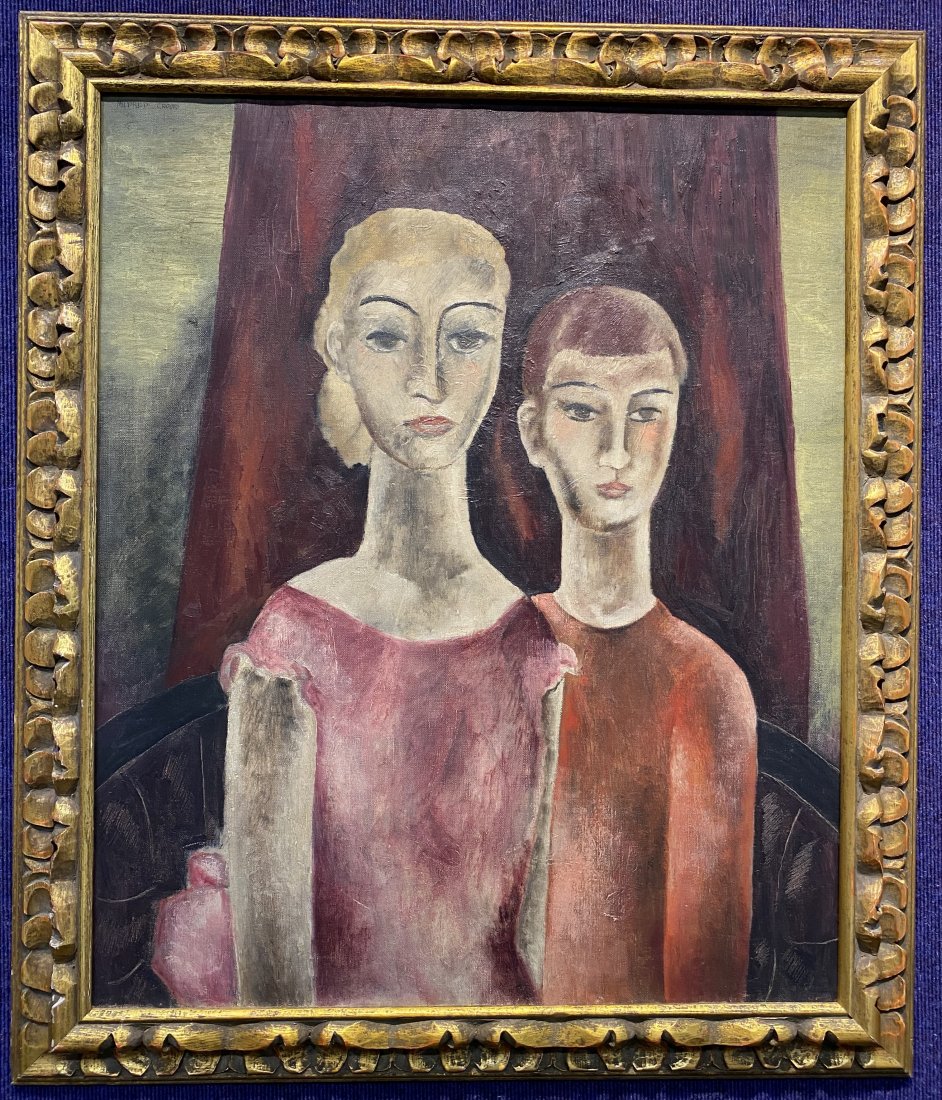 Painting of woman and boy by Mildred Crooks,c.1965: Painting of woman and boy by Mildred Crooks,c.1965 Painting: 24" x 29" Frame: 30" x 35"