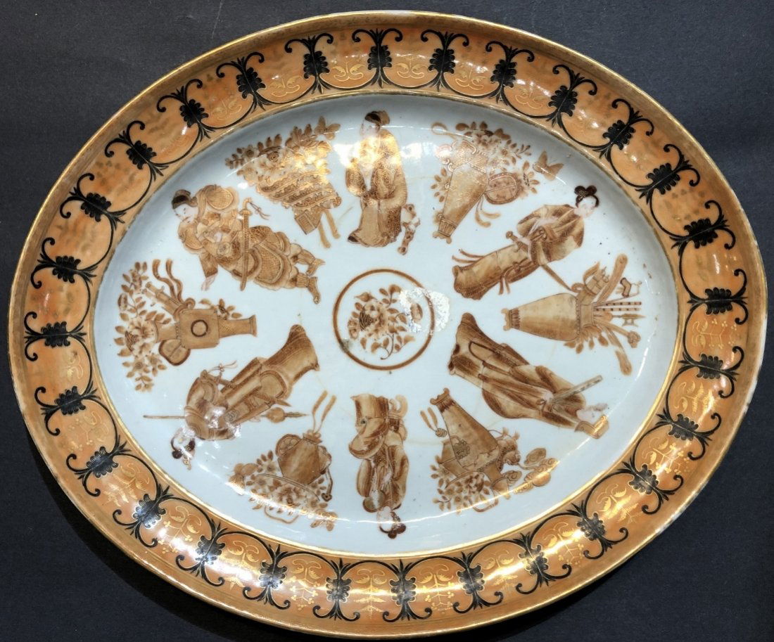 James Gallery orange platter with Chinese figures (1 of 20)