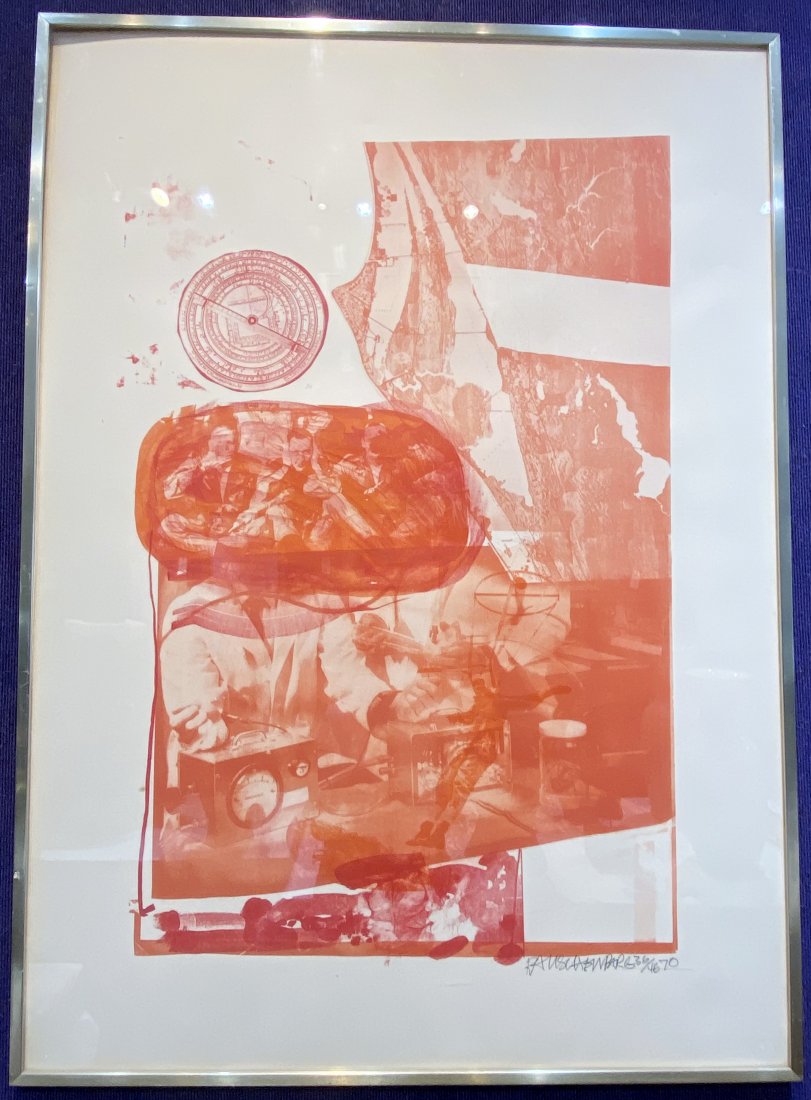Rauschenberg litho Ape(From Stoned Moon Series) Mayfair: Robert Rauschenberg litho Ape(From Stoned Moon Series). Frame: 47" x 34" Lithograph: 45" x 32.5".With the original Mayfair Gallery,London label on the reverse.See the photos, scroll down on the left.-