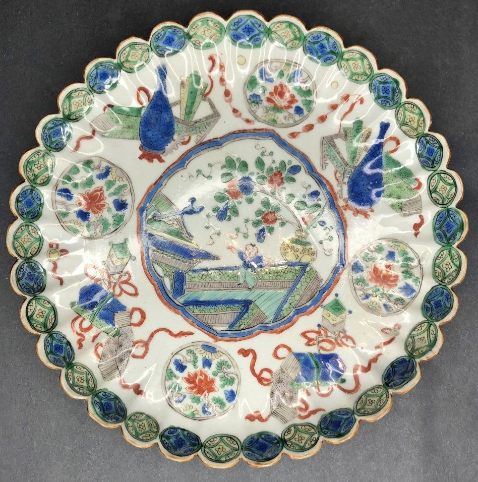 Chinese plate with boy in blue enamel (1 of 18)
