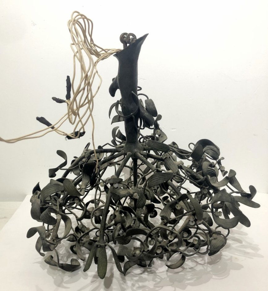 Bronze and glass mistletoe ceiling fixture,c.1940 (1 of 5)