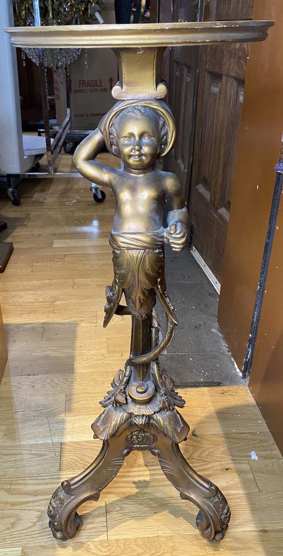 Wood stand, cherub face, c.1900 (1 of 7)