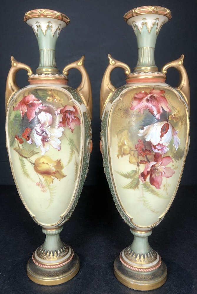 Pair of Royal Worcester vases, c.1890 (1 of 14)