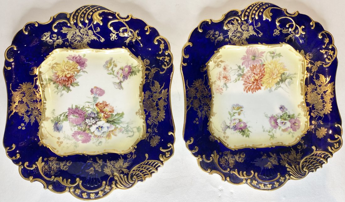 Pair of blue and white serving trays (1 of 8)