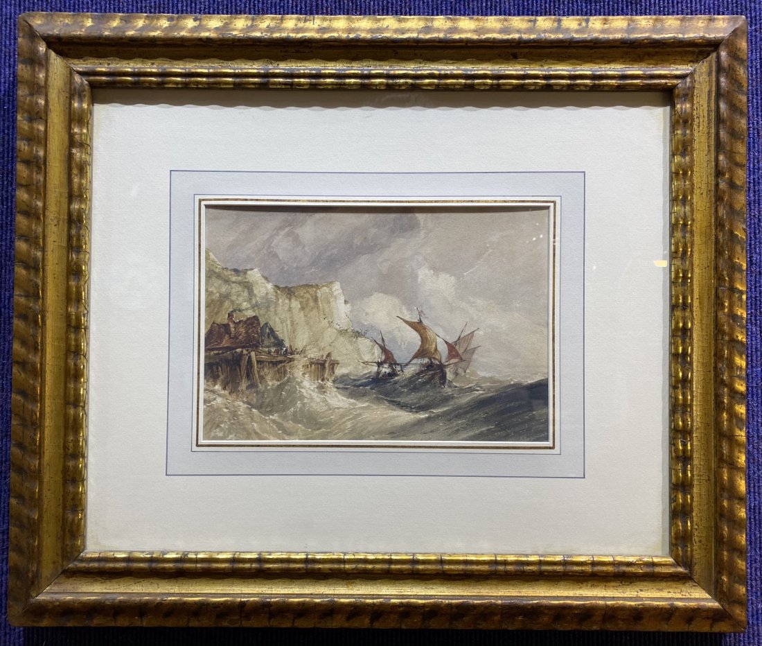 Watercolor by Charles Edward Bentley, Storm off coast (1 of 5)