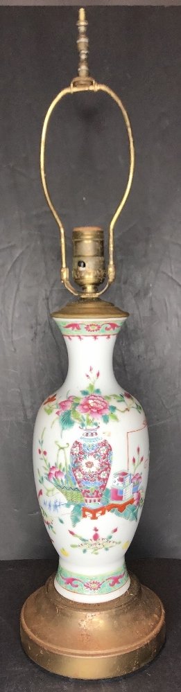 Chinese lamp vase, red flower vase (1 of 8)