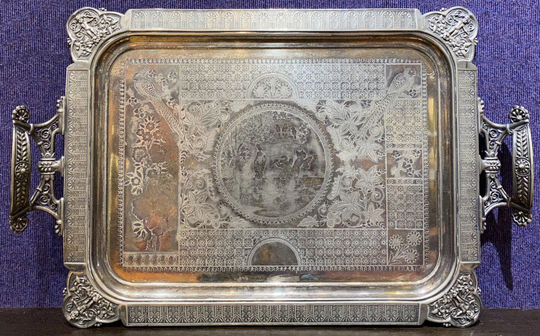 Silver plated Victorian tray (1 of 9)