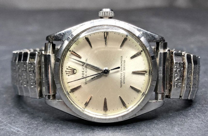 Stainless steel Rolex oyster perpetual wristwatch: Stainless steel Rolex oyster perpetual wristwatch.This was shown to the Rolex Co in NYC and they said it was genuine.We will upload photos of the movement within 48 hours.