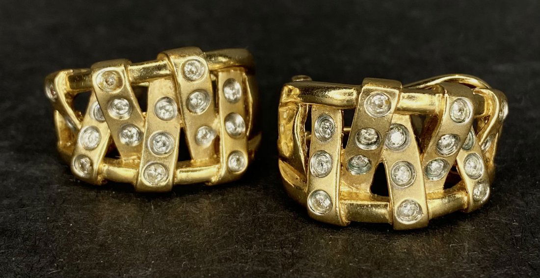 14k and diamond ribbon earrings, 6.60 dwt (1 of 5)