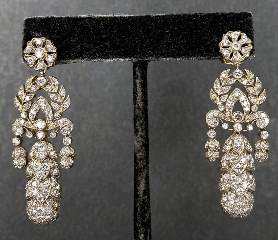 18k dangling diamond earrings-14k backs, 8.50 dwt (1 of 8)