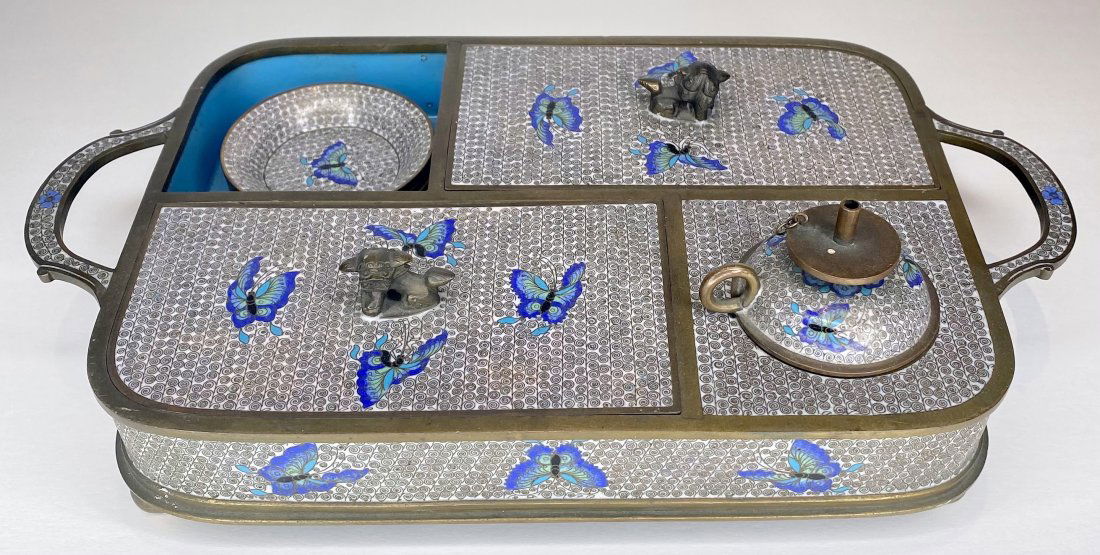 Chinese cloisonne opium set, c.1930 (1 of 11)