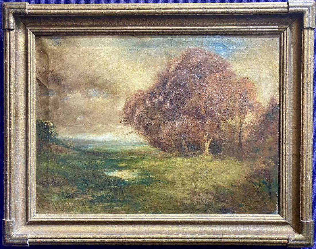 Oil on canvas painting of a landscape,signed 1930s (1 of 5)