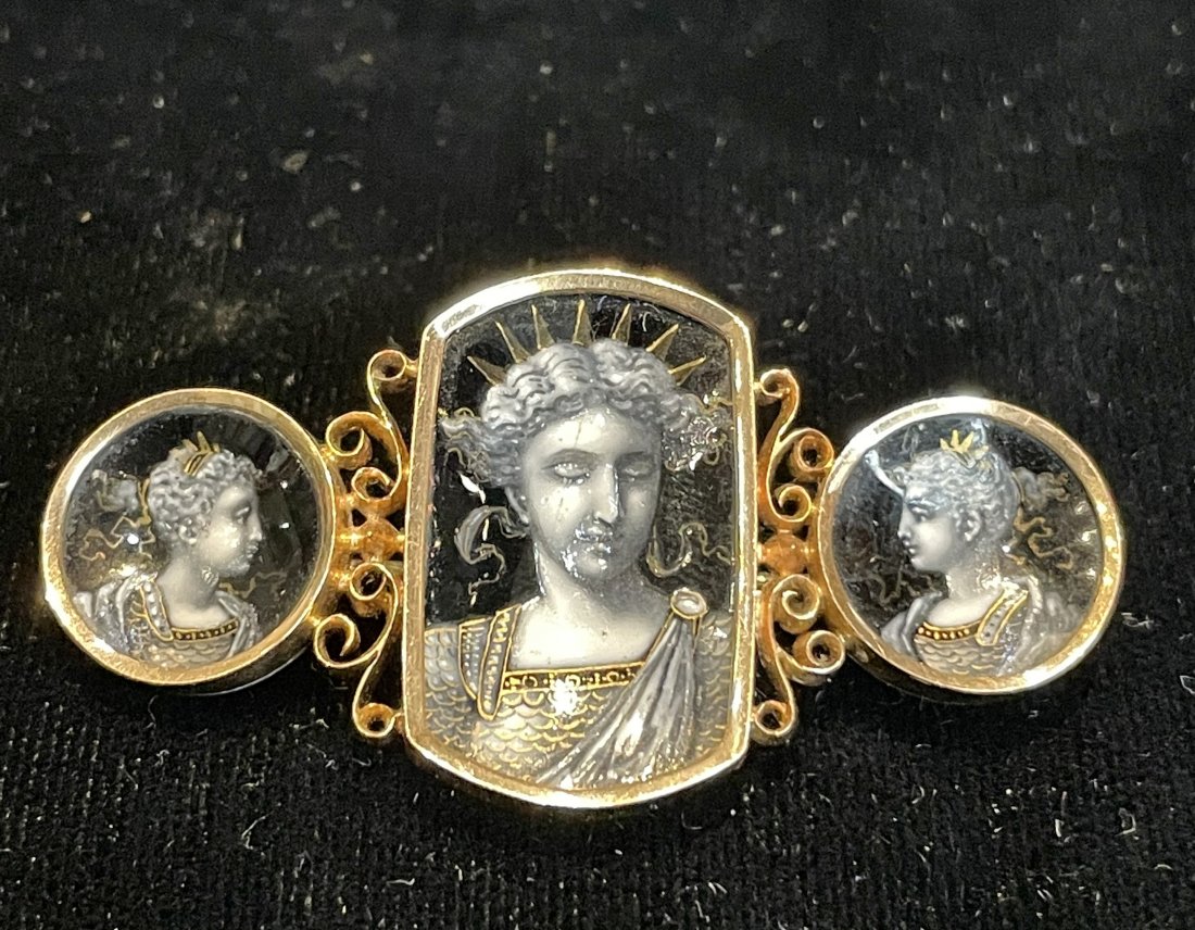 18k French enamel brooch, 19th century, 5.7dwts (1 of 12)