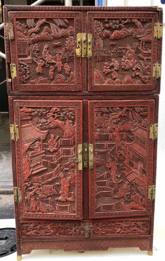 Rare Chinese 18th/19thc cinnabar cabinet E & J Frankel (1 of 20)