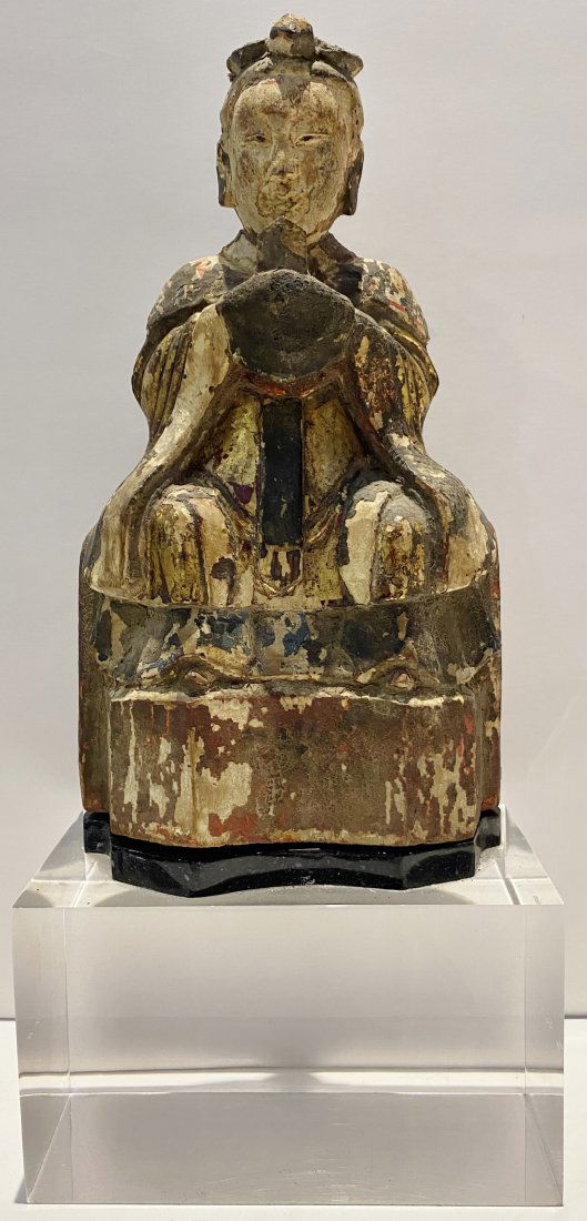 Chinese carved wood seated official (1 of 6)